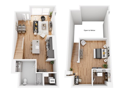 Floor plan for 1 bed, 1 bath, 951 sqft